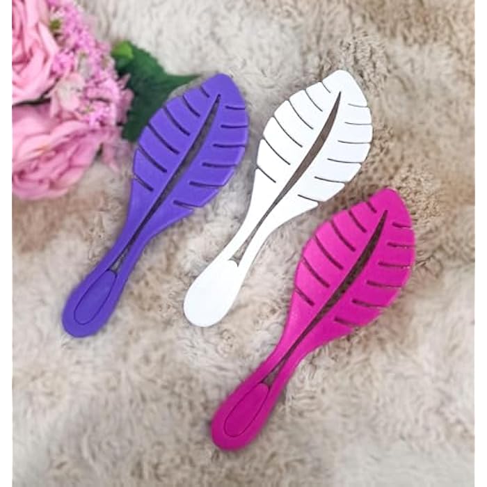 Hair Brush, Detangling Brush, Feather Shape Design Multi Color Lightweight Easy to Carry - Image 2